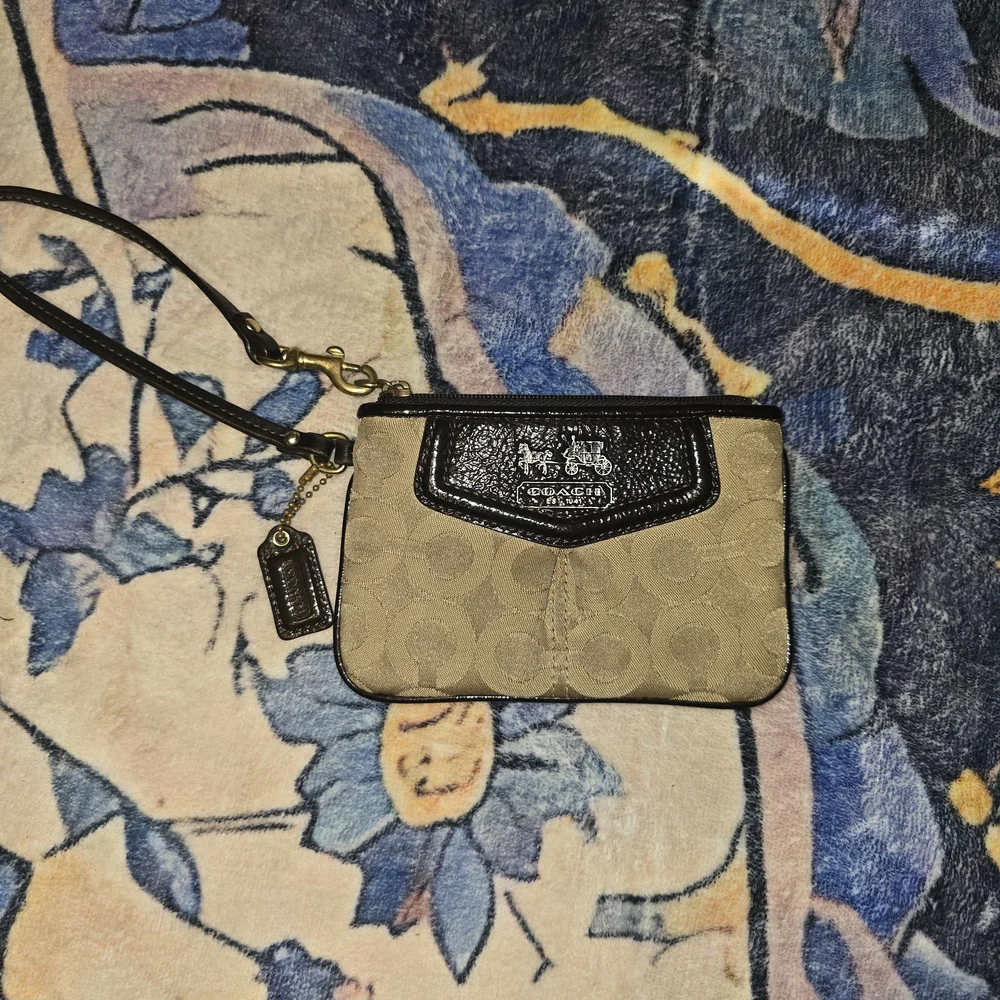 Coach Beige and Brown Madison Wristlet